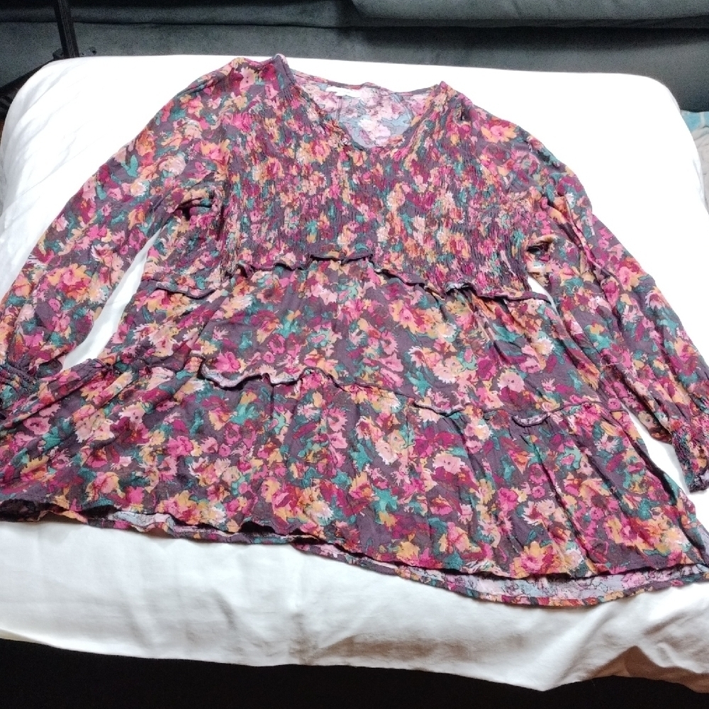 Maurices Multicolor Floral Top Size 1X